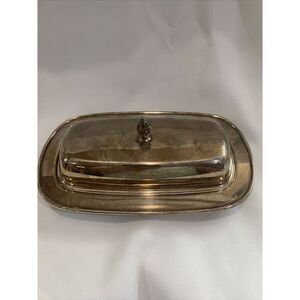 Antique Vtg. FB Rogers Silver Plated‎ Butter Dish inside Glass Butter Holder